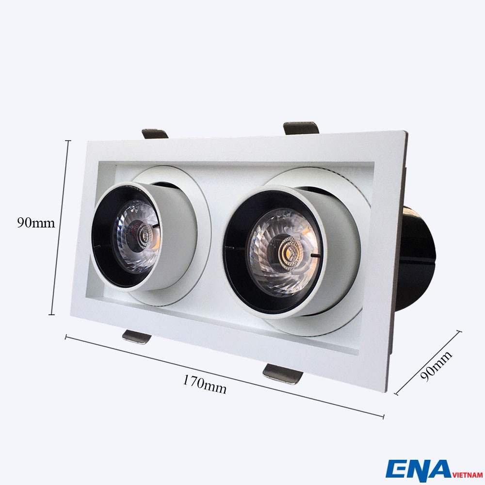 Đèn LED âm trần chỉnh hướng Dimmer đôi 2x10W mẫu DCG