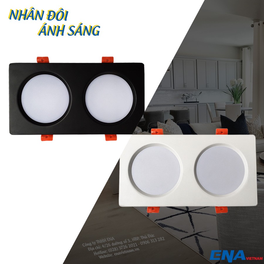 Đèn âm trần Dimmer đôi 2x7W Trắng, Vàng, Trung tính mẫu DTD