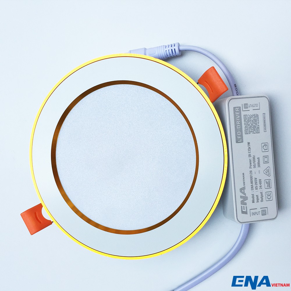 Đèn LED âm trần Downlight 12W mẫu DTF viền Vàng thumb