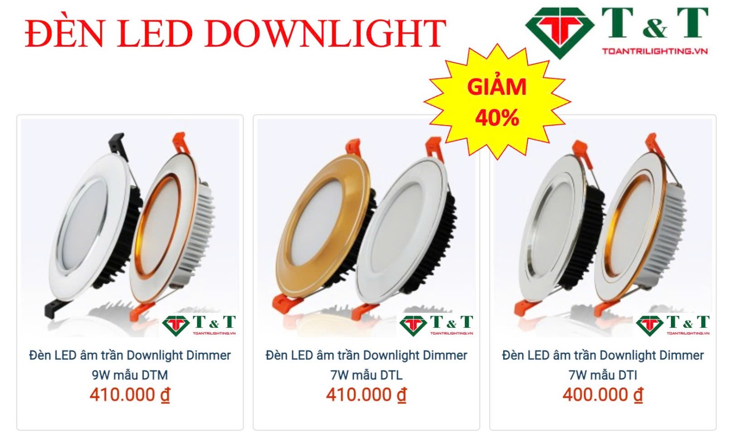 ĐÈN LED CÁC LOẠI SALE 45% MẪU NEW