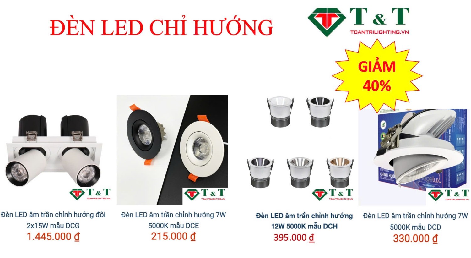 ĐÈN LED CÁC LOẠI SALE 45% MẪU NEW