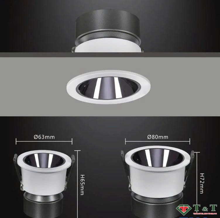 Đèn LED âm trần chỉnh hướng Dimmer 10W mẫu DCH