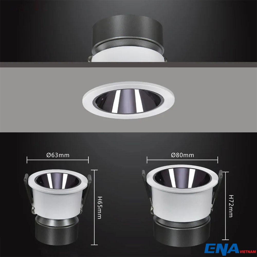 Đèn LED âm trần chỉnh hướng Dimmer 12W mẫu DCH