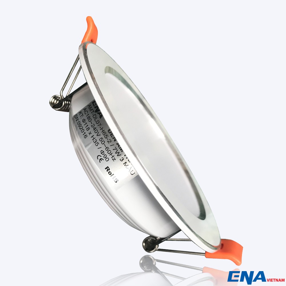 Đèn LED âm trần Downlight 7W phi70 3 chế độ mẫu DTF viền Bạc