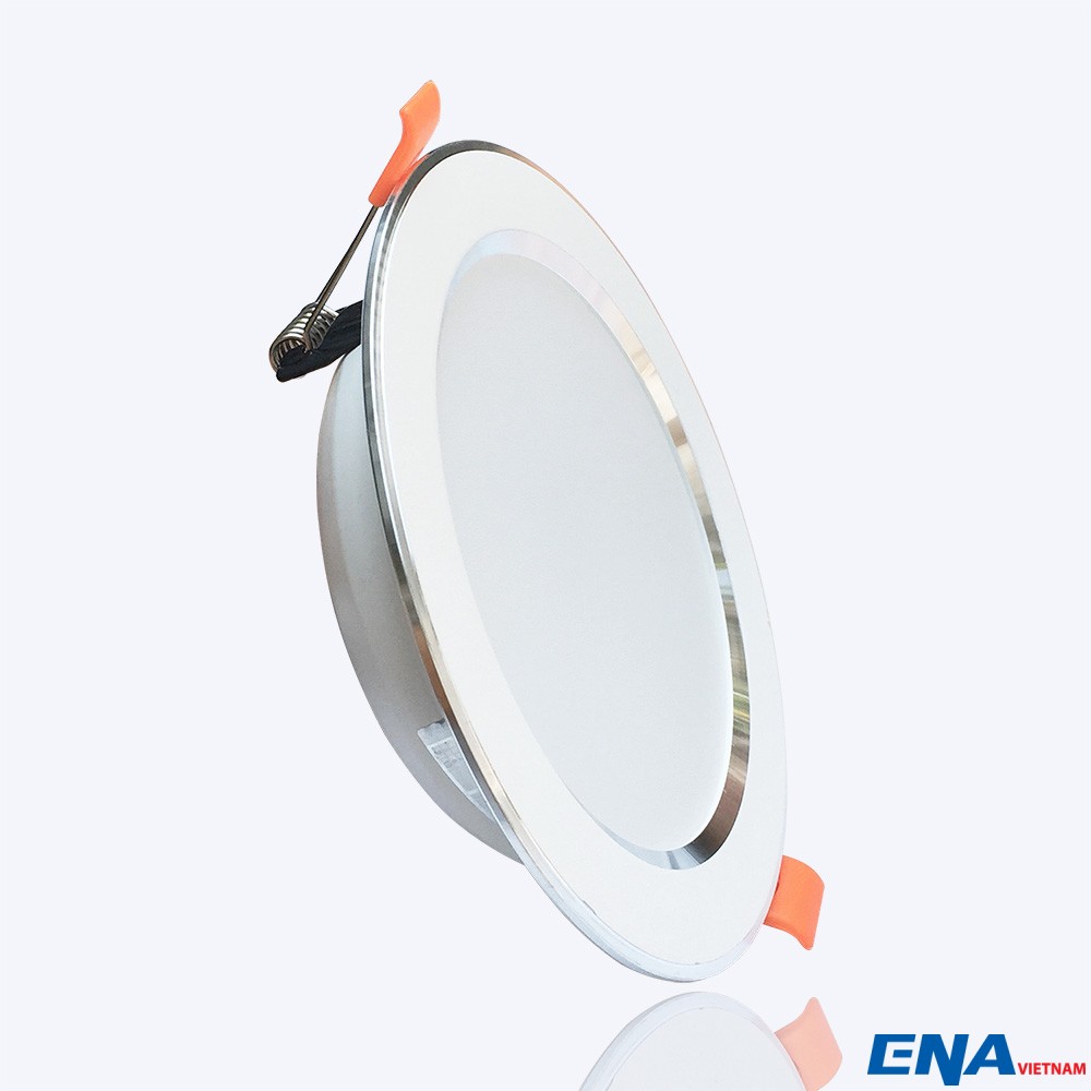 Đèn LED âm trần Downlight 9W phi90 3 chế độ mẫu DTF viền Bạc