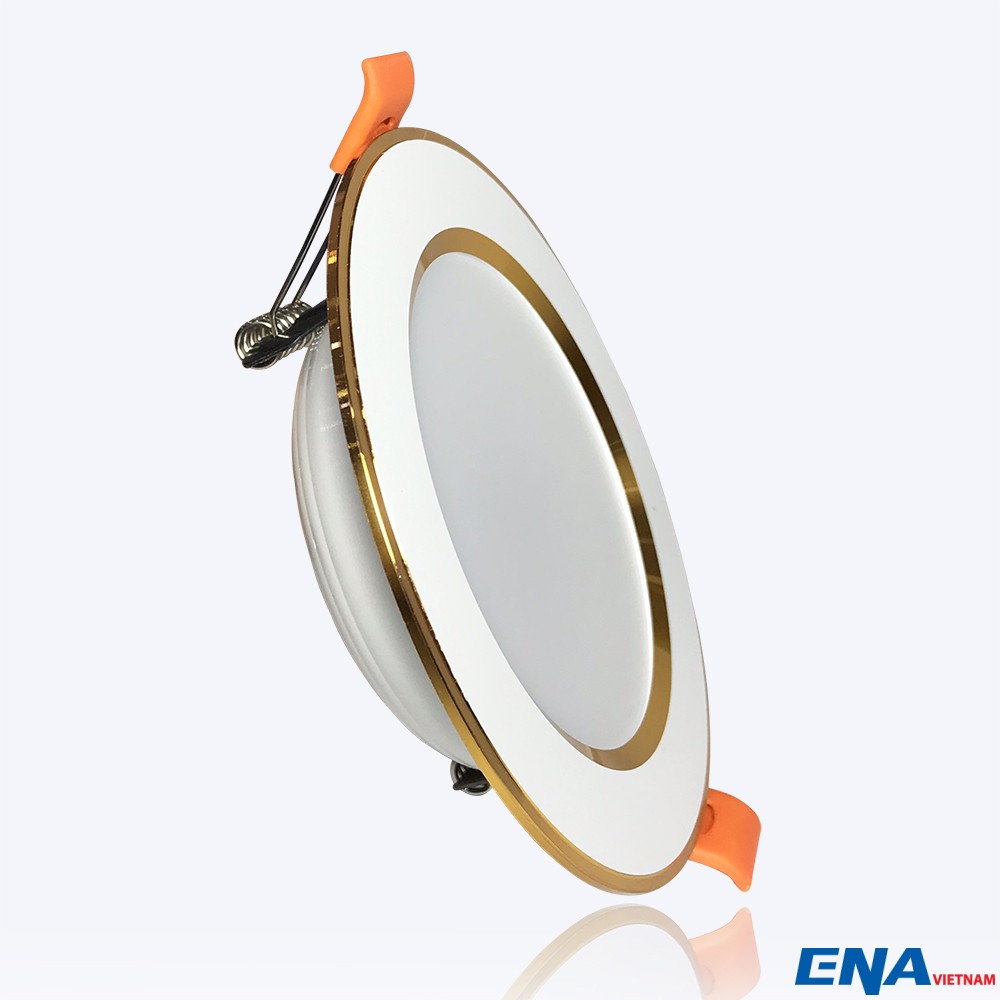 Đèn LED âm trần Downlight 7W phi70 mẫu DTF viền Vàng
