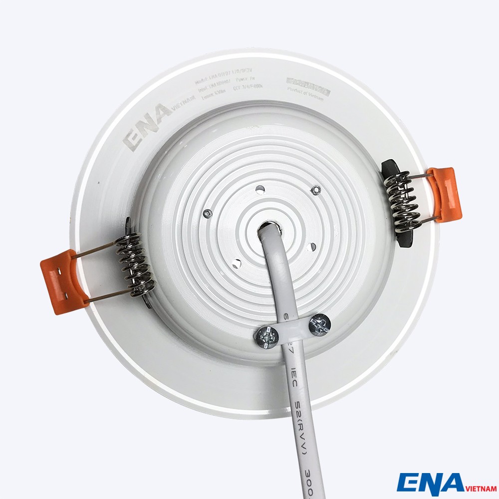 Đèn LED âm trần Downlight 7W phi70 mẫu DTF viền Vàng