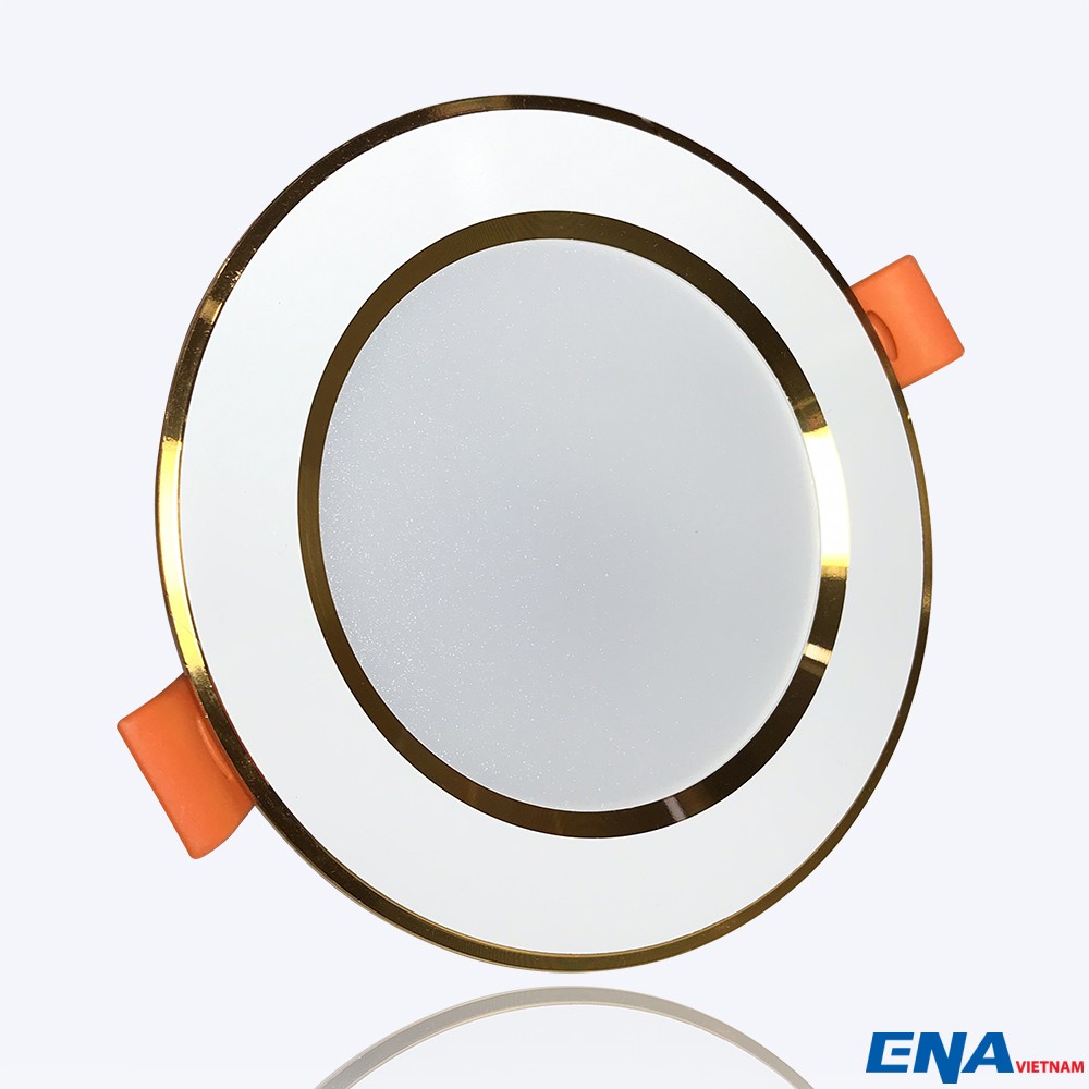 Đèn LED âm trần Downlight 7W phi70 mẫu DTF viền Vàng