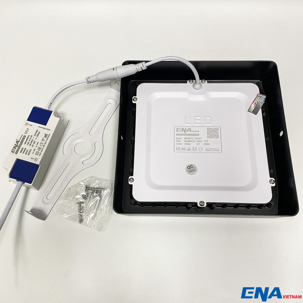 Đèn LED ốp trần vuông 12W 3 chế độ vỏ đen mẫu OVF