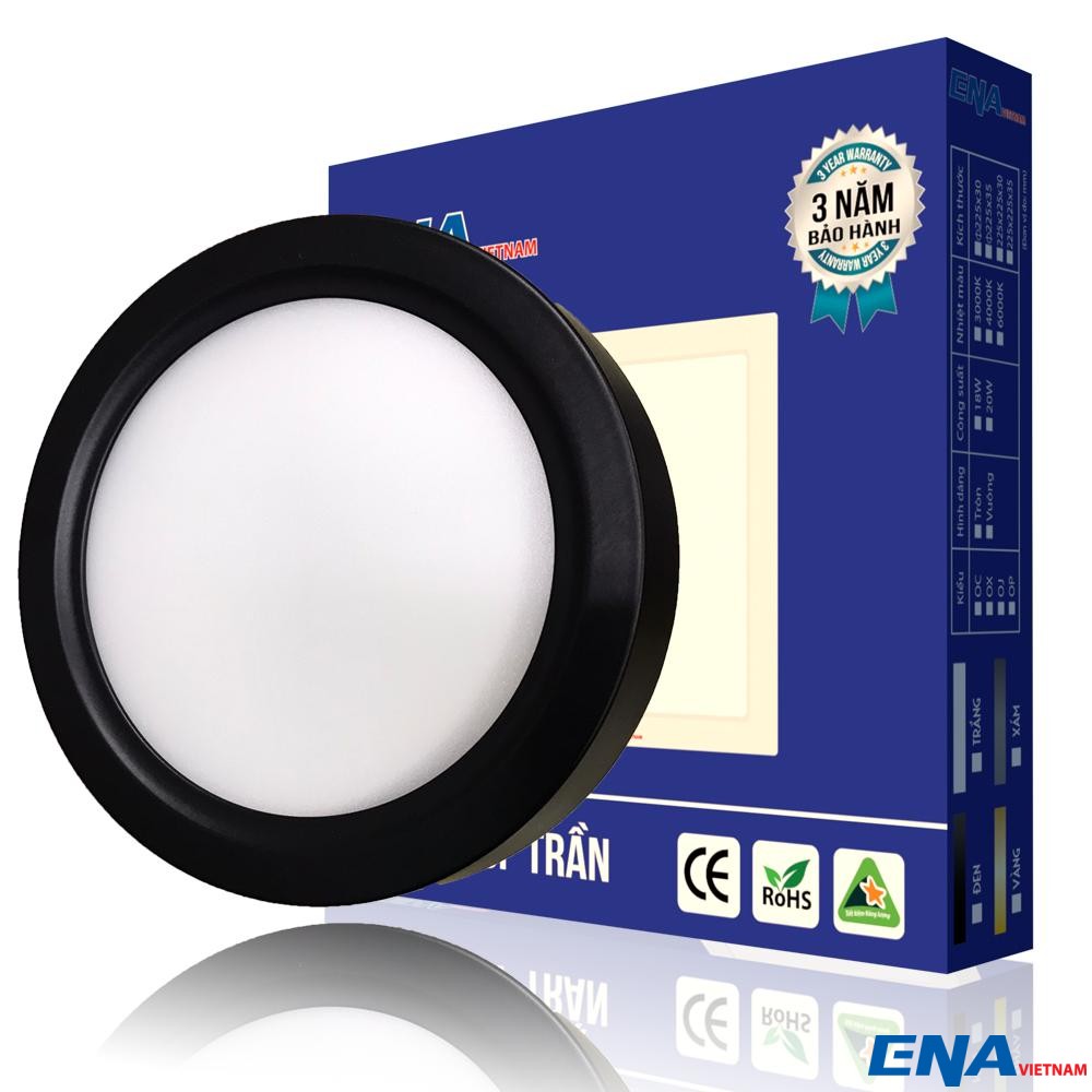 Đèn LED ốp trần tròn 12W Trắng, Vàng, Trung tính vỏ đen mẫu OTX