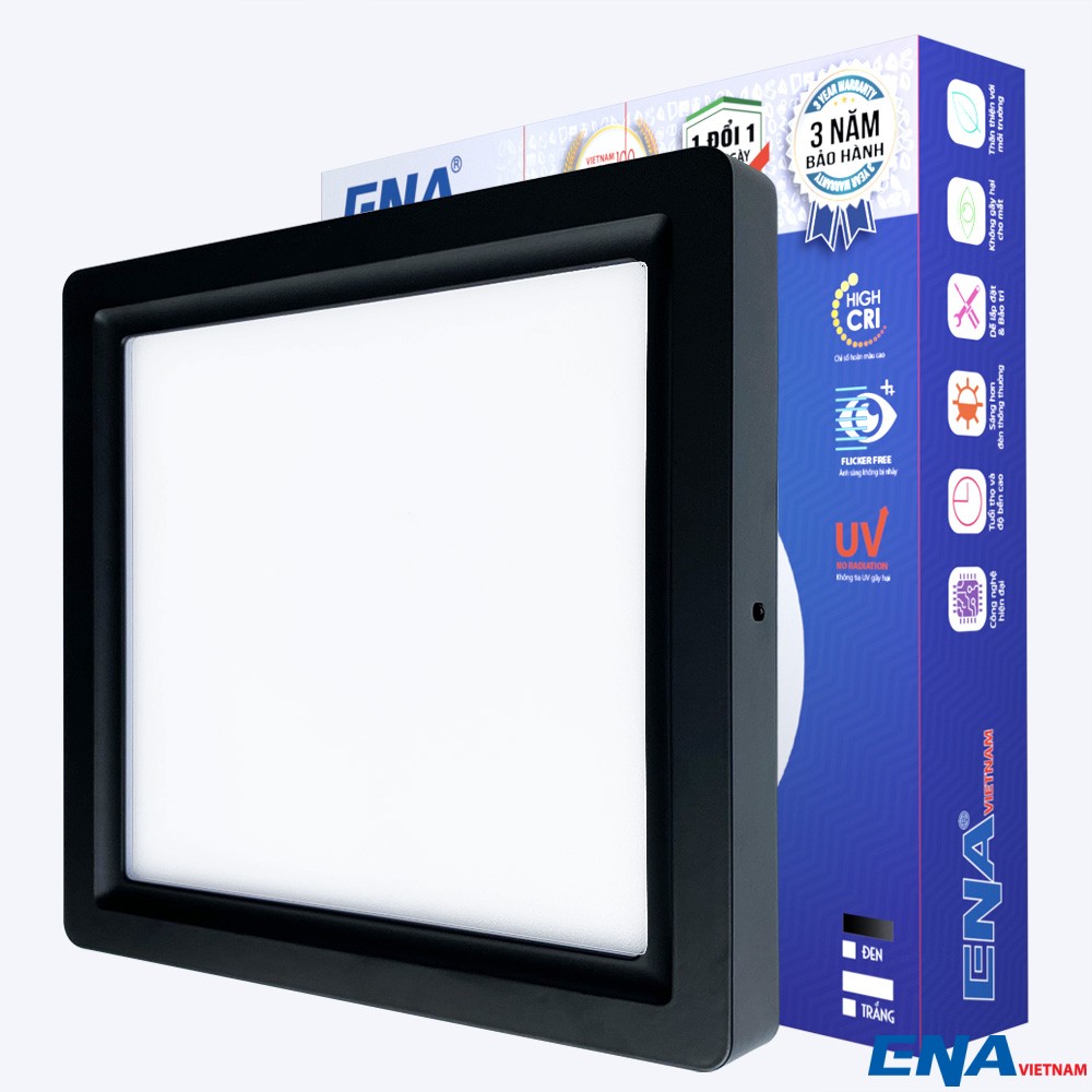Đèn ốp trần vuông Dimmer 18W Trắng, Vàng, Trung tính vỏ đen mẫu OVF
